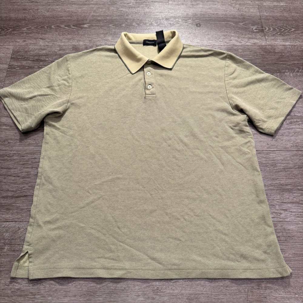 Claiborne Polo Shirt Mens Large Green Cotton Blend Casual‎ Golf Casual Adult